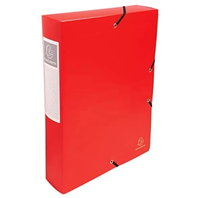 Image de Exacompta Réf. 59885E 1 boite de classement avec élastiques Opak en polypropylène dos 6 cm dimensions 25 x 33 pour format A4 couleur rouge livrée montée