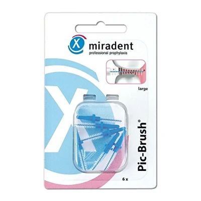 Image de Miradent Lot de 6 brossettes interdentaires compatibles avec les supports Pic Brush Taille L 0,8 mm à 3