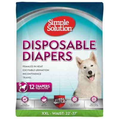 Image de Simple Solution True Fit Lot de 12 couches jetables pour chien femelle Super absorbantes avec indicateur d&#039;humidité XXL
