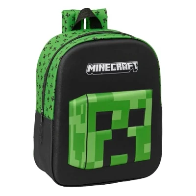 Image de MINECRAFT 3D Sac à dos de crèche 3D, adaptable au chariot, nettoyage facile, idéal pour les enfants différents âges, confortable et polyvalent, qualité résistance, 22 x 10 27 cm, multicolore