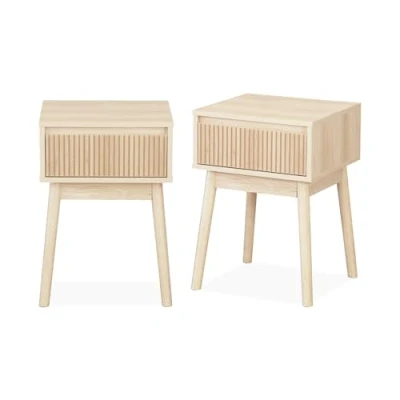 Image de (lot de 2) Table chevet SWEEEK Naturel Pieds en bois sapin