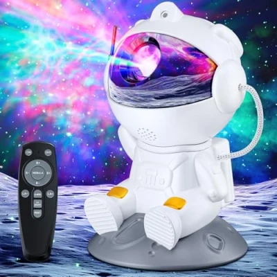 Image de TOCVEOE Astronaute Projecteur Galaxy Ciel Etoile Veilleuse avec 8 Nébuleuse 2 Étoile Télécommande Rotation à 360 Vitesse de Luminosité Réglable pour Chambre Plafond Enfants Adultes