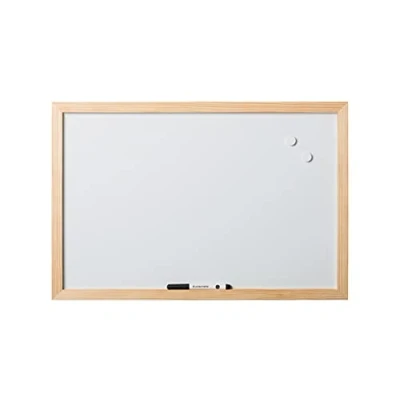 Image de Bi Office, Tableau blanc Magnétique Optimum, effaçable à sec, cadre en bois de pin, 60 x 45 cm