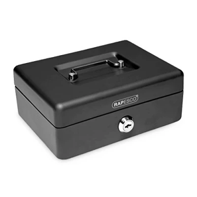 Image de Rapesco SB0010B1 Caisse à Monnaie et Billets en Acier avec 5 Compartiments 25 cm, Noir