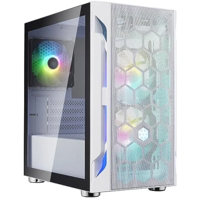 Image de SilverStone Technology Fara H1M PRO Boîtier PC de Jeu avec éclairage ARGB, Micro ATX, Blanc, SST FAH1MW