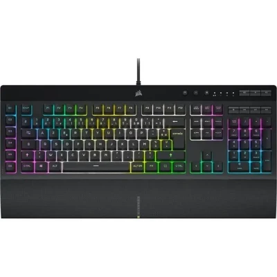 Image de CORSAIR K55 RGB PRO XT Clavier de Jeu Filaire à Membrane IP42 Résistant la Poussière et Aux éclaboussures 6 Touches Macro Intégration Elgato Compatible iCUE AZERTY FR PC, Mac, Xbox Noir