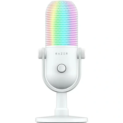 Image de Razer Seiren V3 Chroma Microphone USB RGB à condensateur supercardioïde avec Tap to Mute (éclairage réactif, limiteur de Gain numérique et Amortisseur Chocs intégré) Blanc