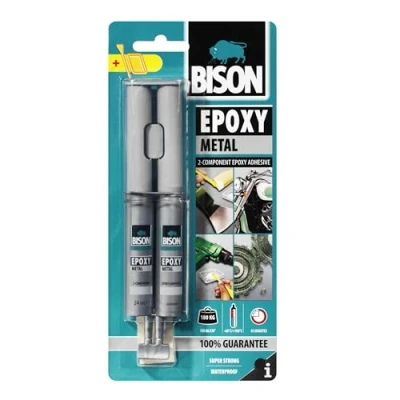 Image de Bison Colle époxy métal bi composant 24ml couleur métallisée