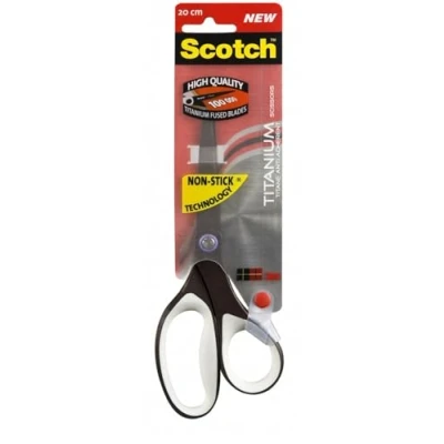 Image de Scotch Ciseaux Titane Non Adhérents, Noir Blanc 20 cm Garantie à Vie