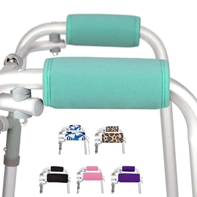Image de supregear Poignées Rembourrées pour Déambulate, 2 Paquet Coussinets Poignée Confortable Doux Fauteuil Roulant à Béquille Walker, Accessoire de Mobilité Respirant Antidérapant, Turquoise