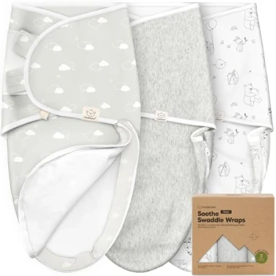 Image de Lot de 3 Sacs Couchage à Fermeture éclair Pour Bébé Sac Nouveau né 0 mois, Langes Faciles Changer né, Couvertures d&#039;emmaillotage (Aspire)