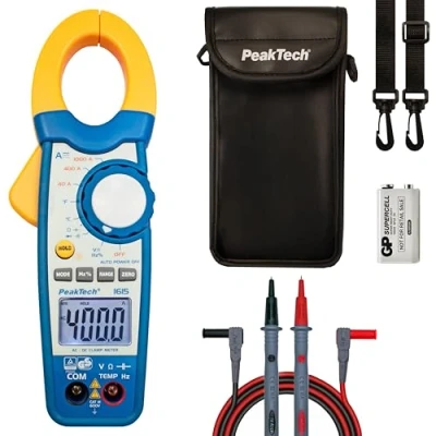 Image de PeakTech 1615 Pince Ampèremétrique 1000A AC/DC, Multimètre à Pince, TÜV/GS, CAT III, de Courant, 4000 counts, Voltmètre sans Contact, Ampèremètre, Testeur Continuité Max. 600 V