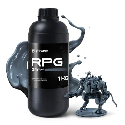 Image de Phrozen RPG Resin Résine pour Imprimantes 3D SLA/DLP/LCD Photopolymère Standard 405nm Idéale Grande Flexibilité et Précision des Détails modèles Gris (1kg)