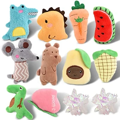 Image de Onebarleycorn Jouet Herbe à Chat, 12 Pièces Peluche pour Chat Jouets Cataire Chats Interieur Catnip Peluches d&#039;herbe Boule et Chaton