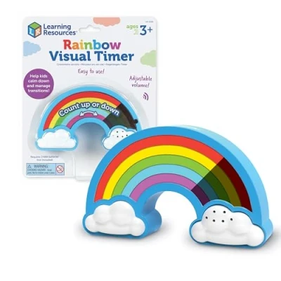 Image de Learning Resources Arc en Ciel pour Enfants, minuteur sensoriel l&#039;Autisme, Le TDAH, 5 gradations de Temps, Mode Clair ou Sombre, dès 3 Ans, LER4368, Multi