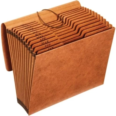 Image de Globe weis/Pendaflex Heavy Duty Porte documents à rabat mensuel, 12 poches, 1/3 Cut Tabs, Marron, format Lettre (R117mlhd)