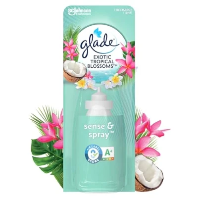 Image de Glade Sense &amp; Spray Recharge Diffuseur à Détection de Mouvement Infusé Aux Huiles Essentielles Jusqu&#039;à 2 Mois Parfum Tropical Blossom 1