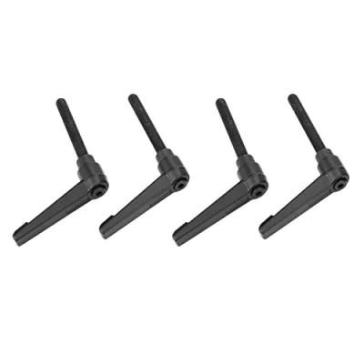 Image de 4pcs poignée de Levier Serrage, poignées réglables Machine Filetage mâle en Acier Inoxydable M6, Noir(50MM)