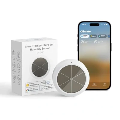Image de Meross Thermomètre Hygromètre Intelligent à Énergie Solaire (HUB REQUIS), Capteur de Température et d’Humidité Compatible avec Apple Home, Alexa Google Surveillance Distance, Alerte d&#039;Appli