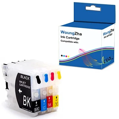 Image de Woungzha Cartouches d&#039;encre rechargeables Brother LC22U LC 22U Multipack de remplacement pour MFC J775DW DCP J785DW J985DW