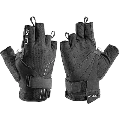 Image de LEKI Nordic Breeze Shark Gants Courts, Noir/Blanc, Taille EU 8