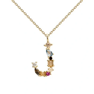 Image de PDPAOLA Collier Lettre J Argent Sterling 925 Plaqué Or 18 carats Bijoux pour Femme