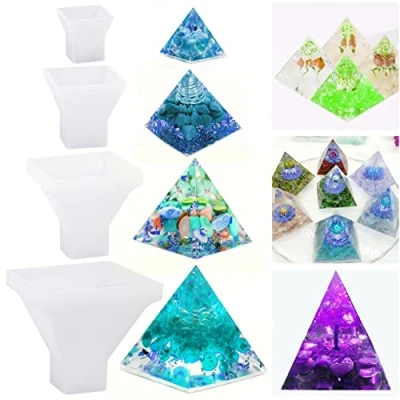 Image de YAXIDAEVER 4 Pièces Moules Resine Epoxy Pyramide,Pyramid Moule pour Epoxy,Moule Epoxy, Pyramide Ornement Bricolage Loisirs Créatifs Et Décoration De La Maison