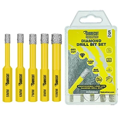 Image de SabreCut SCRDDB002 Lot de 5 forets diamant auto refroidissants à changement rapide pour ciment, porcelaine, granit, marbre compatibles avec Bosch Dewalt et autres mm, 6 7 8 mm 10