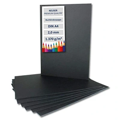 Image de Lot de 5 cartons reliure, format A4, en noir, épaisseur : 2 mm, grammage 1 370 g/m².