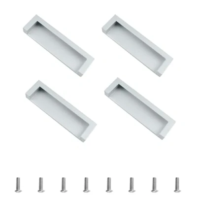 Image de MOROBOR Tatami poignées de porte cachées, 4pcs poignée intégrée, doigt encastrées avec vis cachées pour tiroir garde robe (argent)