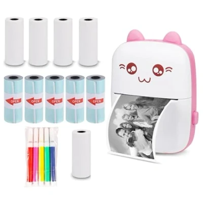 Image de WANGCL Mini Imprimante Thermique avec Recharge USB Bluetooth Petite Portable Compatible Android ou iOS