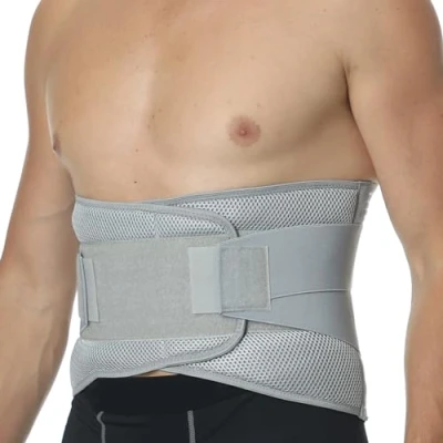 Image de NEOtech Care Ceinture lombaire avec sangles de compression doubles Support bas du dos EXTRA LARGE (25CM haut) Bande soutien posture (Grise, Taille XXL)
