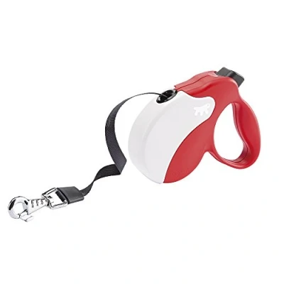 Image de Ferplast Laisse Chien Enrouleur Amigo Small, pour Petits Chiens jusqu&#039;à 15 Kg. Sangle Extensible Max 5 m. Bouton de Verrouillage et déverrouillage Unique, Rouge, Couvercle Blanc