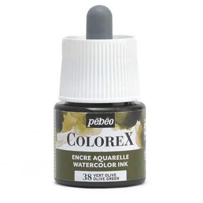 Image de Pébéo Encre Colorex 45 ML Vert Olive Aquarelle verte Rendu Velouté Dessin Multi outil Tous Supports