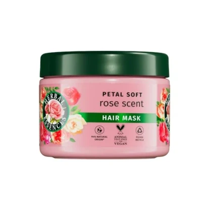Image de Herbal Essences Masque capillaire doux aux pétales de rose 500 ml pour aider les cheveux secs à être soyeux, hydratés et intensément nourris, mélangé l&#039;essence des ingrédients d&#039;origin