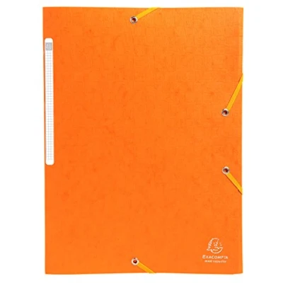 Image de Exacompta Réf. 55758E Paquet de 10 chemises à élastiques Scotten pochettes 3 rabats Maxi Capacity en carte lustrée gaufrée dim 24 x 32 cm pour documents au format A4 couleur orange