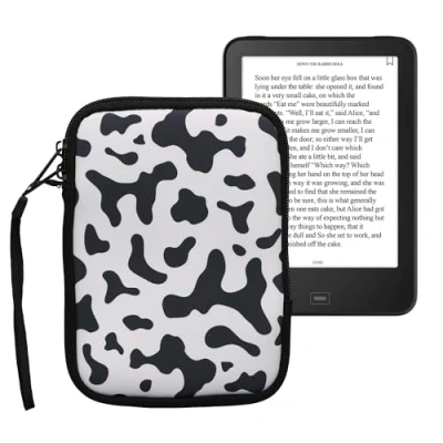 Image de kwmobile Housse de Protection pour Liseuse Étui 17 x 12 2 cm E Reader en Néoprène Noir Blanc