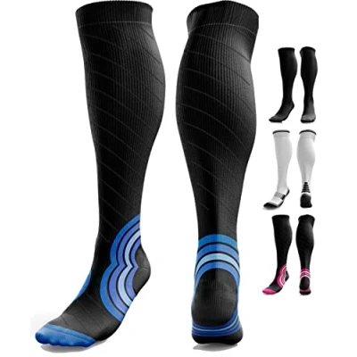 Image de aZengear Chaussette de Compression Femme et Homme (20 30mmHg Classe 2) Bas Contention Mollet Medical Sport Running Vol Circulation, Jambes Enflées les Varices, Voyage en Avion (S/M )