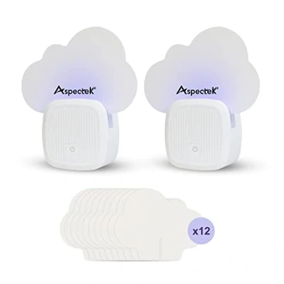 Image de Aspectek piège à Insectes Collant pour intérieur, lumière Bleue enfichable, sans Odeur, Bruit, Produits Chimiques, avec 12 Paquets de tampons Colle Collants, Blanc