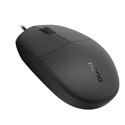 Image de Rapoo souris optique filaire &quot;N100&quot; (filaire, d&#039;ordinateur, design, avec boutons et molette de défilement) Noir