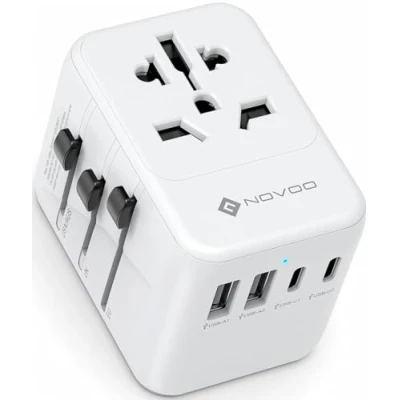 Image de NOVOO Adaptateur de Voyage Universel Prise Universelle PD 21W avec 2 USB et Type C France vers USA UK Allemagne Australie Chine Japon