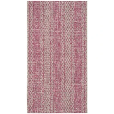 Image de Safavieh Rafal Grand Tapis de Salon rectangulaire pour Une Utilisation en intérieur, Polypropylène, Gris Clair/Fuchsia, 90 X 150 cm