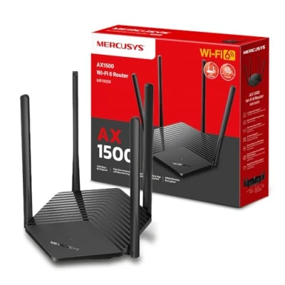Image de MERCUSYS MR1500X Routeur Wi FI 6 Double Bande AX1500, Vitesse 1,5 GB/s, Économie d&#039;énergie, Beamforming, WPA3, Installation Facile, MU MIMO