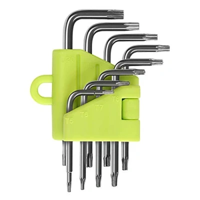 Image de LIHAO Clés Torx Coudée, Kit de 8 Pièces Allen, Tournevis Etoile T5 T6 T7 T8 T9 T10 T15 T20, Ensembles Outillage à Main Hexagonales