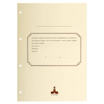 Image de Le Dauphin Réf. 2734D Recharge numérotée/perforée 50 feuillets unis blanc épaisseur du papier 90 g pour classeurs juridiques légaux avec garde passe partout Format A4