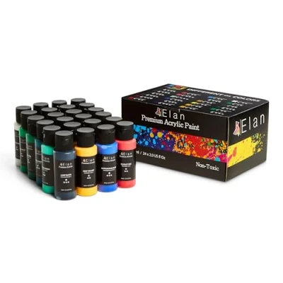 Image de Elan Kit Peinture Acrylique Adulte, 24 Bouteilles de sur Toile 60ml, Acrylic Paint Set, Lot