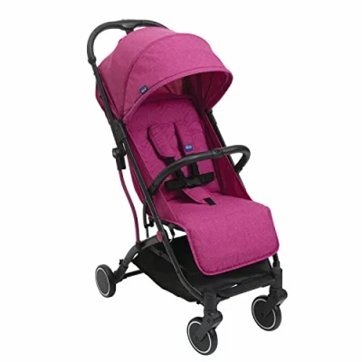 Image de Chicco Trolley Me Poussette Canne Bébé Ultra Légère, Compacte, Pliable et Inclinable de la Naissance à 15 kg, avec Système Trolley, Housse Pluie Incluse, CapoteExtensible Rose, 1.0 Pièce,