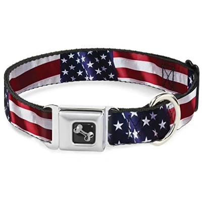 Image de Buckle Down Drapeau américain Un Plan Collier de Chien en Forme d&#039;os, Medium/1143,2 cm