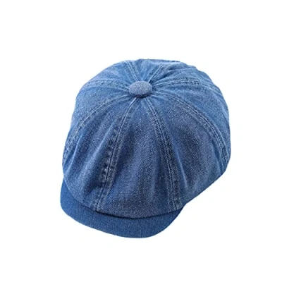 Image de Tbkoly Casquette Gavroche en Denim for Hommes élastique Bleu Jean Plat Ivy Gatsby Chapeau Mode 8 Panneaux Voyage Peintre béret (Color : Blau, Size One Size)