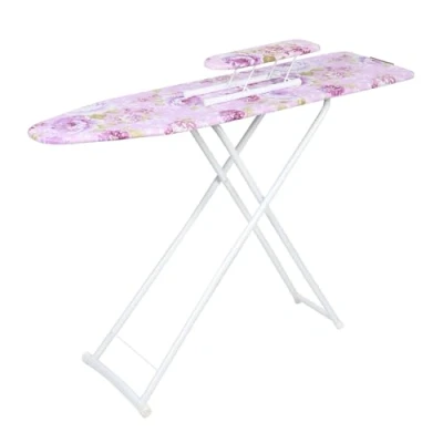 Image de cadciehe Planche à repasser pliable avec housse résistante la chaleur, repose fer vapeur extensible et pieds antidérapants Cadre en métal robuste violet